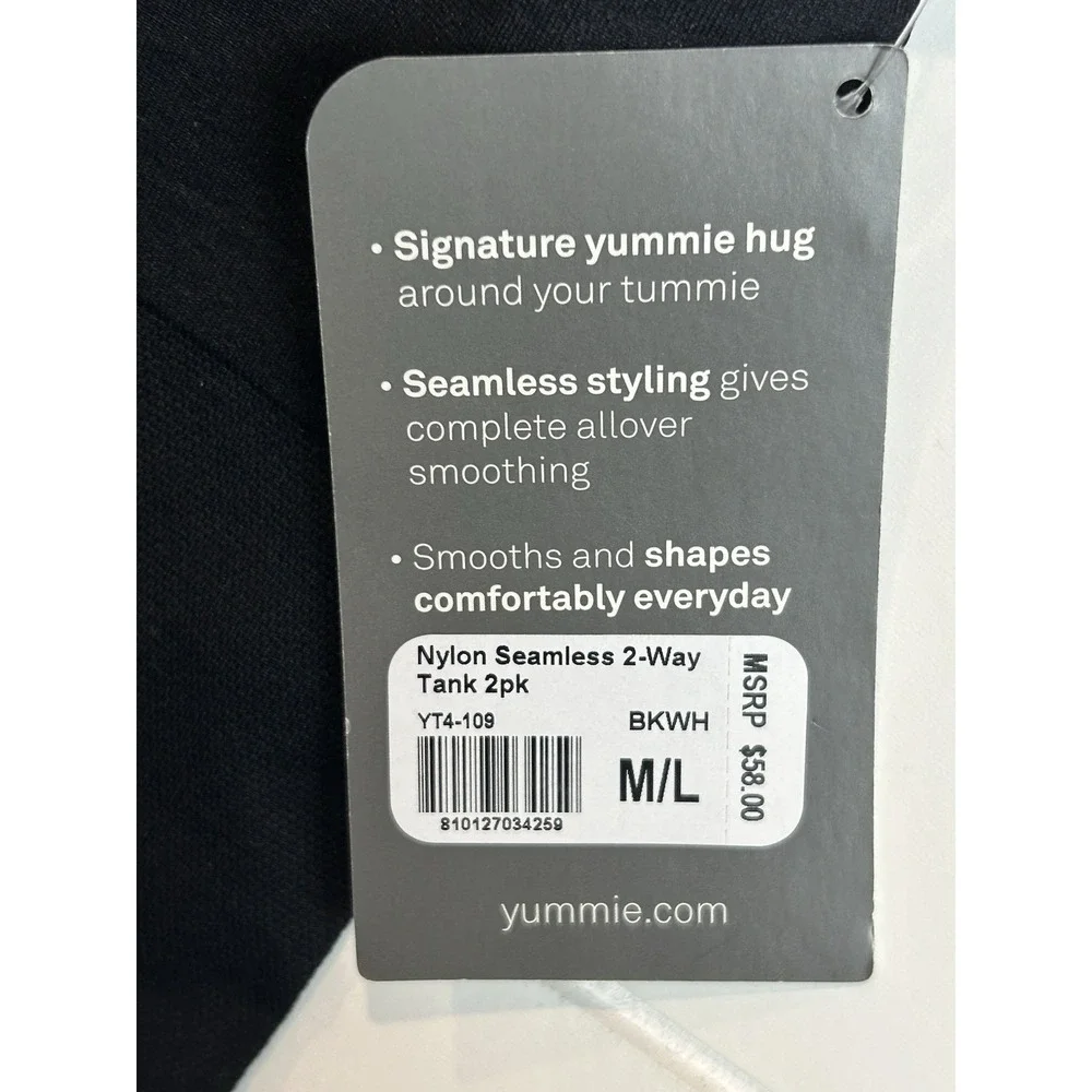 2 Pack Yummie Seamless Shape‎ Wear Womens M/L Black White Tank